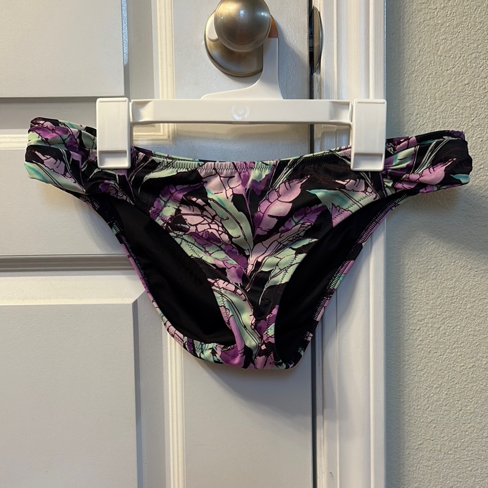 Victoria's Secret Black and Purple Bikini Bottoms